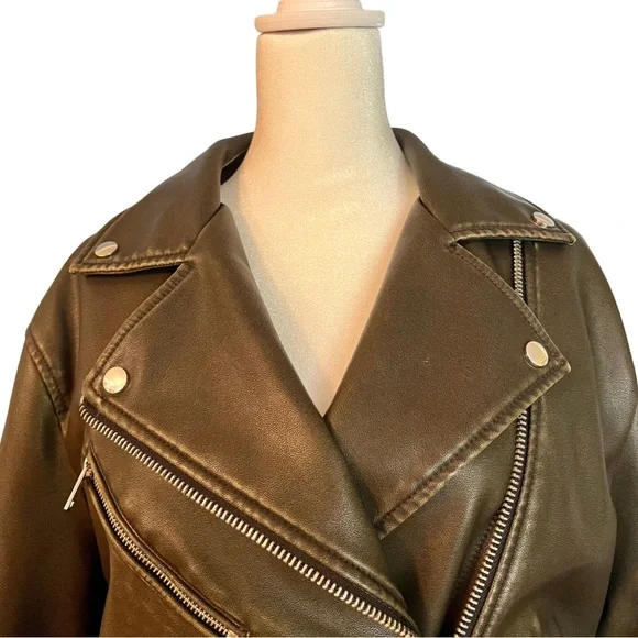 Zara Vegan Leather Jacket in Dark Brown • Size Medium • NEW WITH TAGS - Picture 10 of 12